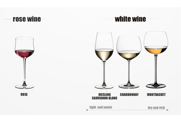Ly uống rượu vang trắng và hồng